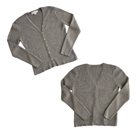 Petite Sophisticate Ribbed Cardigan & Top Set | EUC | SP | Gray - Picture 11 of 16